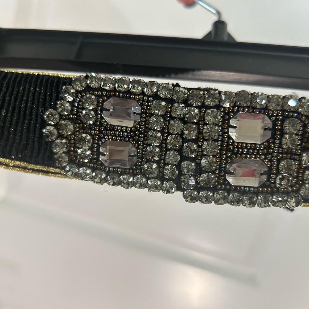 Elegant Black and Gold Embellished Belt